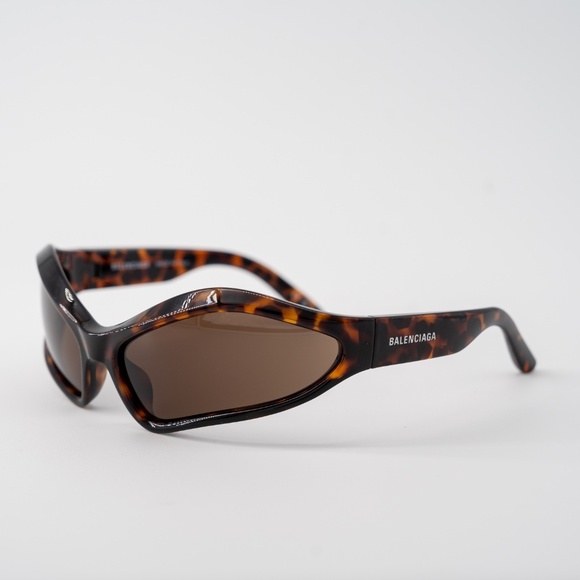 BALENCIAGA FENNEC Brown Angular Oval Sunglasses oversized frame - Picture 2 of 8